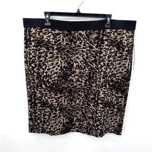Rafaella Woman Animal Print Pencil Elastic Waist Skirt // 18W